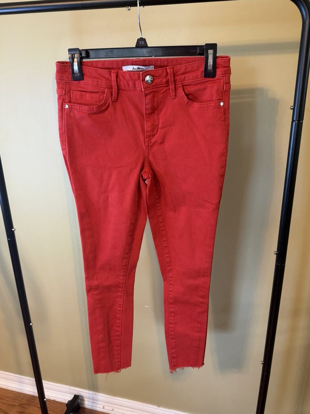 Sam Edelman Red Denim Jeans The Kitten Mid Rise Skinny Ankle Sie 27 Waist